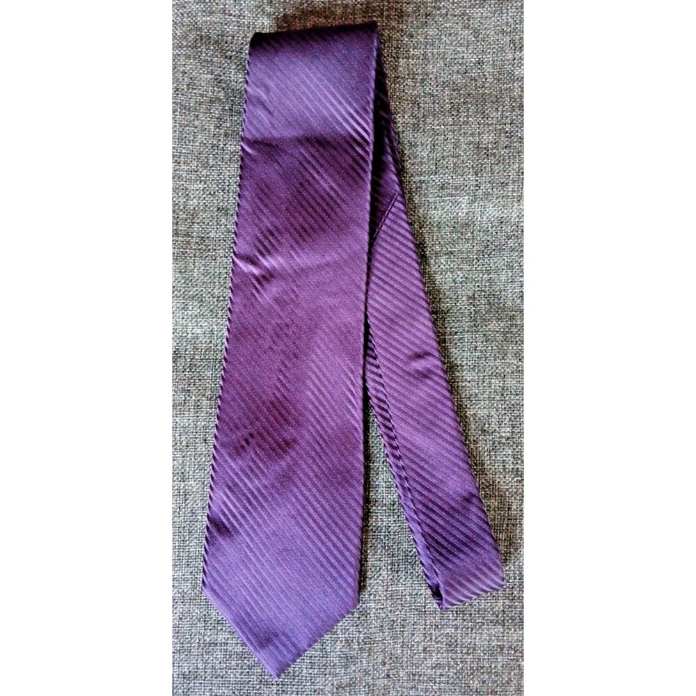 Tie 70s 80s 90s Y2K A X I S T Silk Purple Striped 3.5 Wide 58 Long